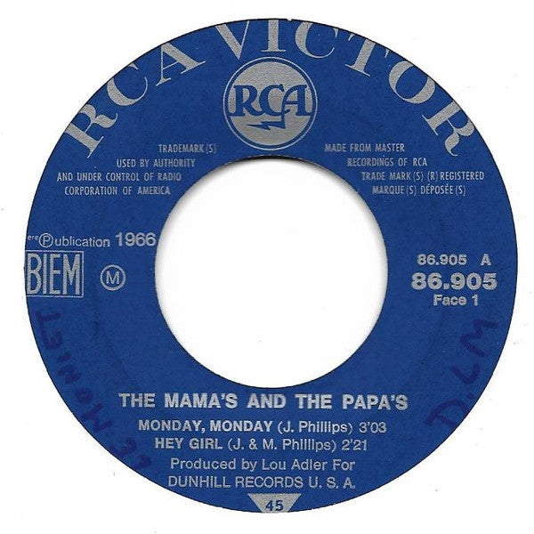 The Mama's And The Papa's* : Monday, Monday (7", EP, Mono)
