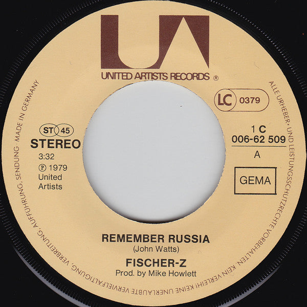 Fischer-Z : Remember Russia (7", Single)