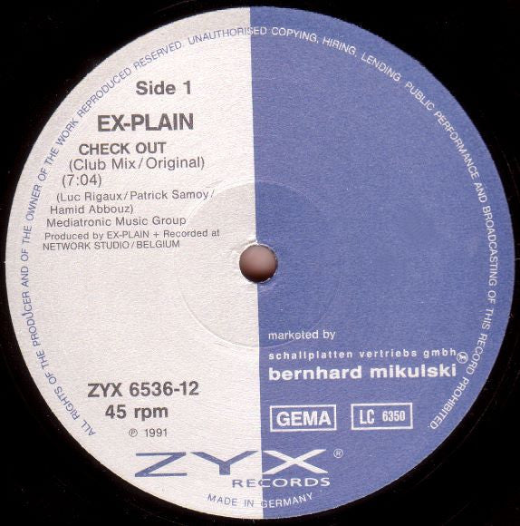 Ex-Plain : Check Out (12", Maxi)