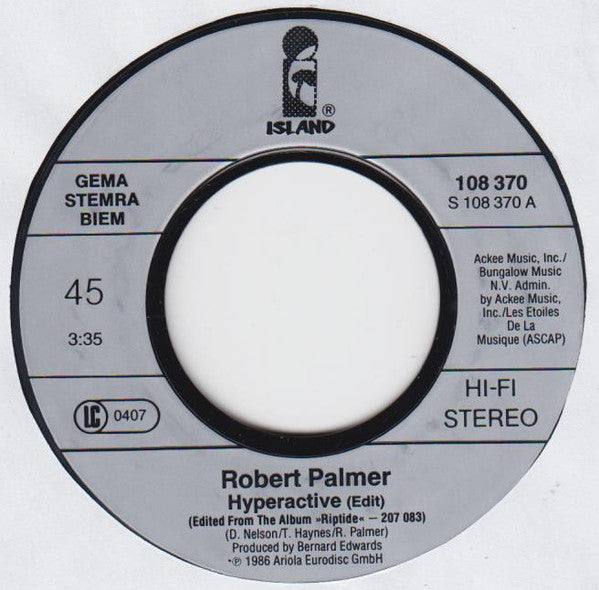 Robert Palmer : Hyperactive (7", Single)