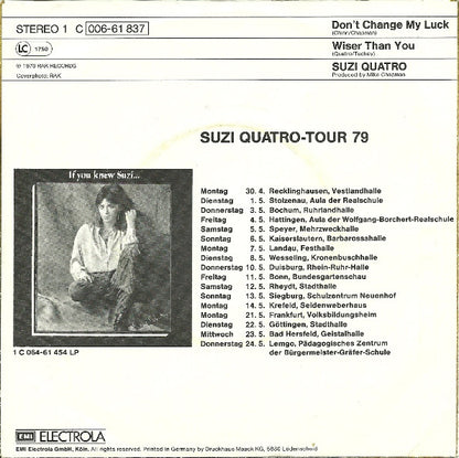 Suzi Quatro : Don't Change My Luck (7", Single)