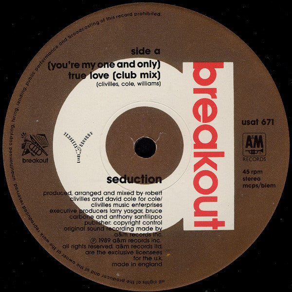 Seduction : (You're My One And Only) True Love (12", Single)
