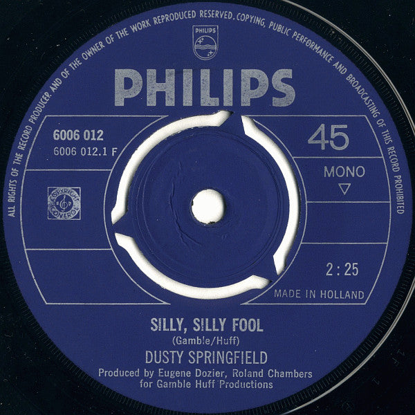 Dusty Springfield : Silly, Silly Fool (7", Single, Mono)