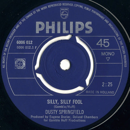 Dusty Springfield : Silly, Silly Fool (7", Single, Mono)