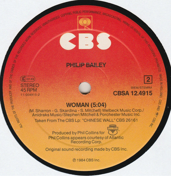 Philip Bailey Duet With Phil Collins : Easy Lover (12", Maxi)