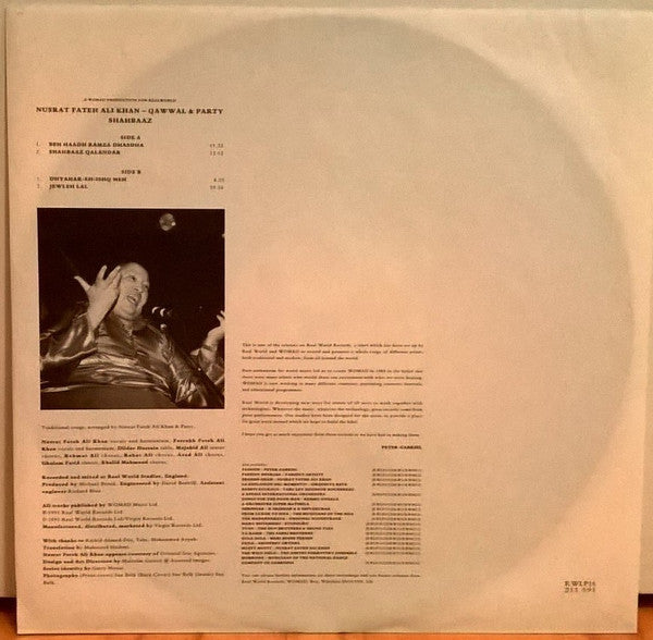 Nusrat Fateh Ali Khan & Party : Shahbaaz (LP, Album)