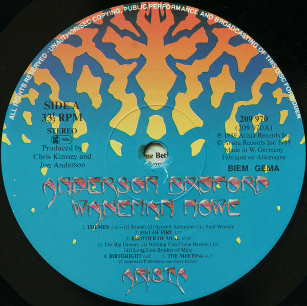 Anderson Bruford Wakeman Howe : Anderson Bruford Wakeman Howe (LP, Album)