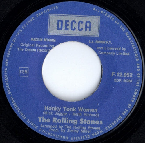 The Rolling Stones : Honky Tonk Women / You Can't Always Get What You Want (7", Single)