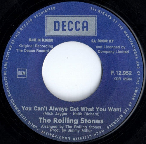 The Rolling Stones : Honky Tonk Women / You Can't Always Get What You Want (7", Single)