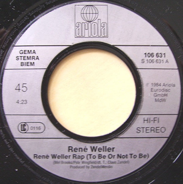 René Weller : René Weller Rap (To Be Or Not To Be) (7", Single)