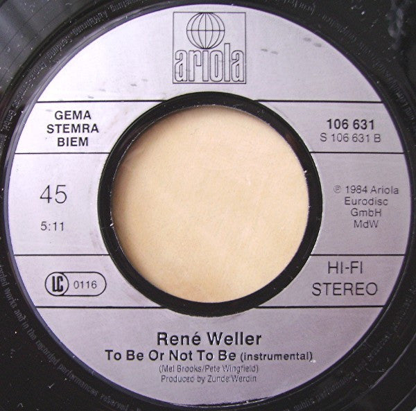 René Weller : René Weller Rap (To Be Or Not To Be) (7", Single)