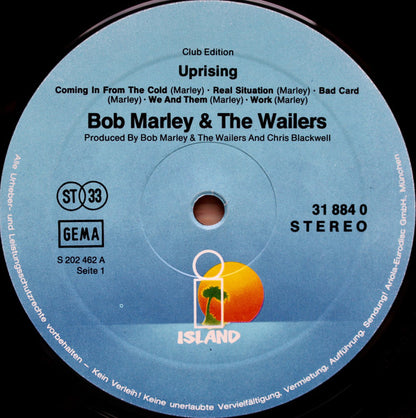 Bob Marley & The Wailers : Uprising (LP, Album, Club)