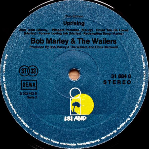 Bob Marley & The Wailers : Uprising (LP, Album, Club)