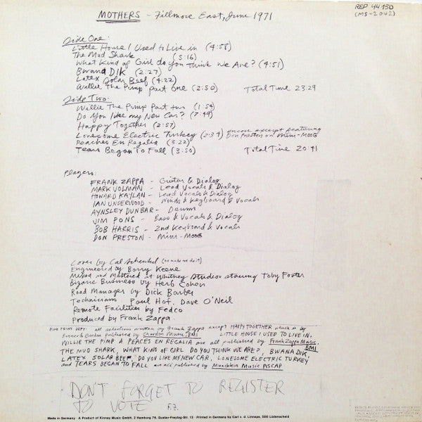 The Mothers : Fillmore East, June 1971 (LP, Album)