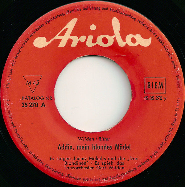 Jimmy Makulis : Gitarren Klingen Leise Durch Die Nacht / Addio, Mein Blondes Mädel (7", Single, Mono)