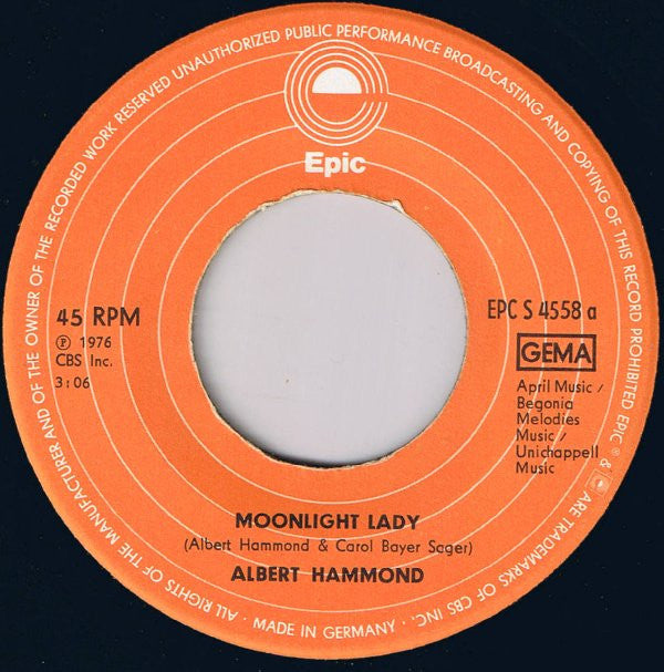 Albert Hammond : Moonlight Lady (7", Single)
