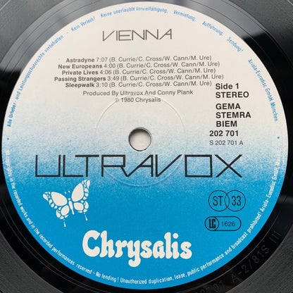 Ultravox : Vienna (LP, Album, RP)