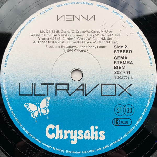 Ultravox : Vienna (LP, Album, RP)