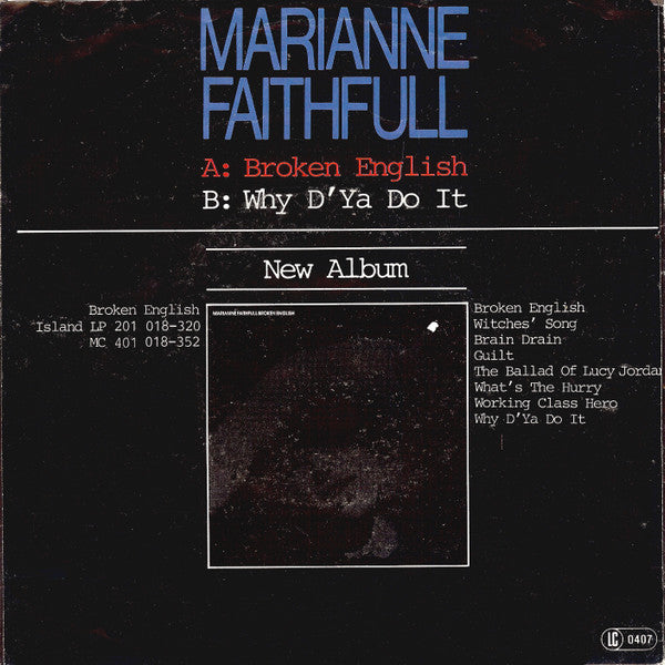 Marianne Faithfull : Broken English (7", Single)