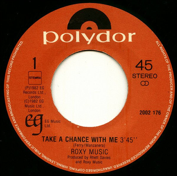 Roxy Music : Take A Chance With Me (7", Single)