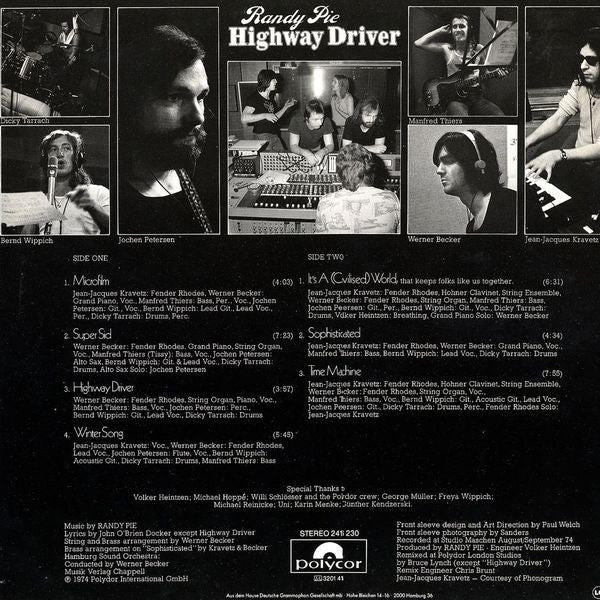 Randy Pie : Highway Driver (LP, Album, RE)