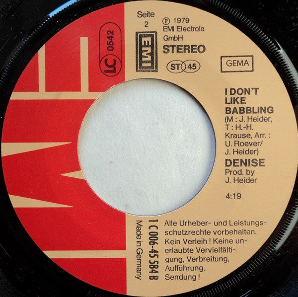 Denise (13) : Lovin' The Night Away (7", Single)