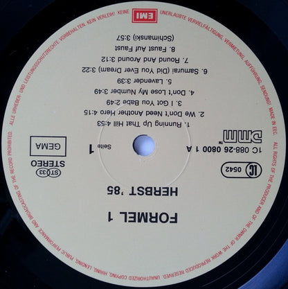 Various : Formel Eins - Herbst '85 (LP, Comp)
