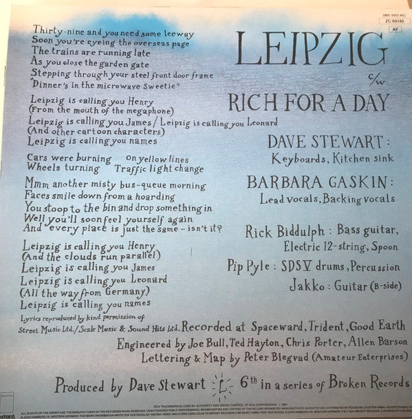 Dave Stewart & Barbara Gaskin : Leipzig (12", Maxi)