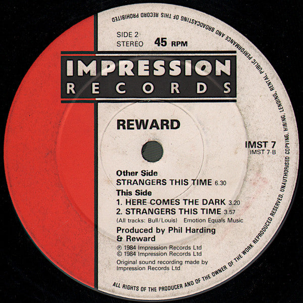 Reward (5) : Strangers This Time (12", Single)