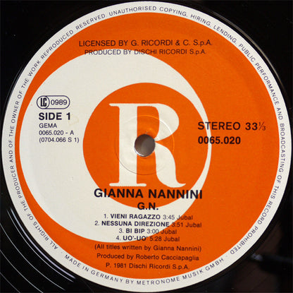 Gianna Nannini : G.N. (LP, Album)