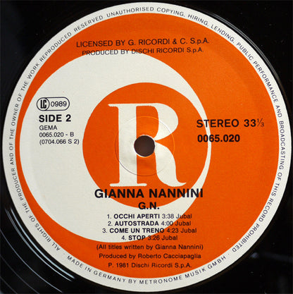 Gianna Nannini : G.N. (LP, Album)