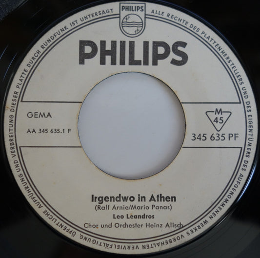 Leo Leandros : Irgendwo In Athen / Manina (In Summer) (7", Single, Mono, Promo)