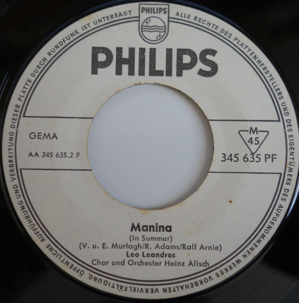 Leo Leandros : Irgendwo In Athen / Manina (In Summer) (7", Single, Mono, Promo)