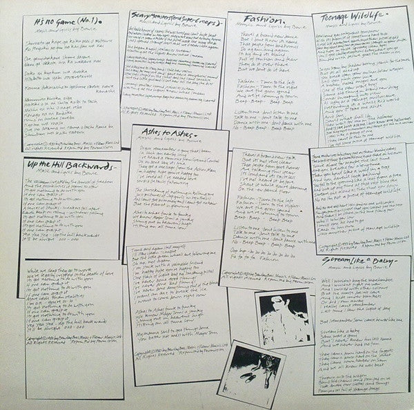 David Bowie : Scary Monsters (LP, Album, Gat)