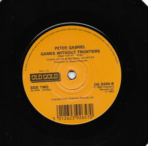 Peter Gabriel : Solsbury Hill / Games Without Frontiers (7", Single, RP)