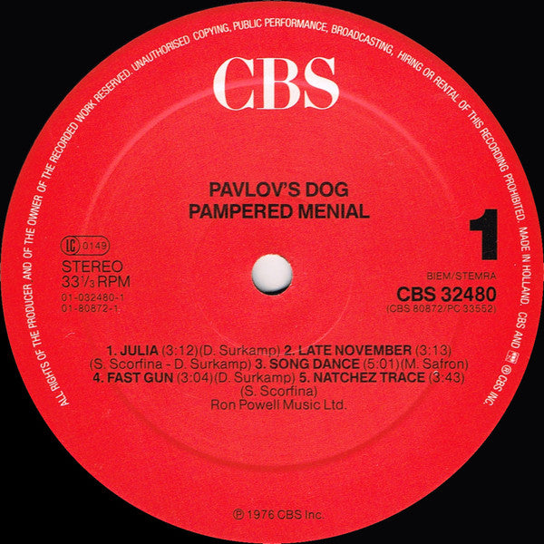 Pavlov's Dog : Pampered Menial (LP, Album, RE, Red)