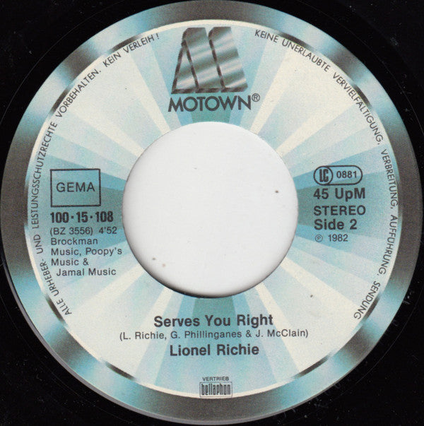 Lionel Richie : Running With The Night (7", Single)