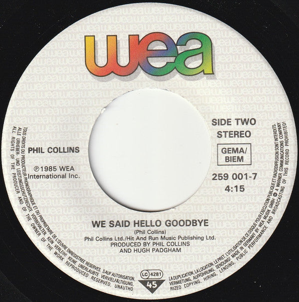 Phil Collins : Don't Lose My Number (7", Single)