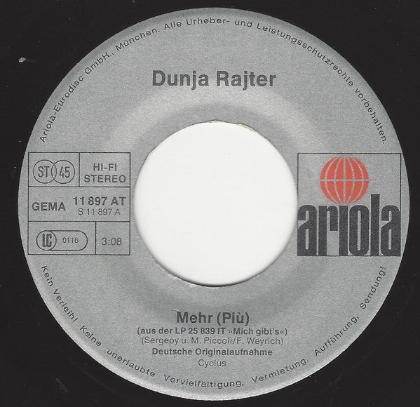 Dunja Rajter : Mehr (7", Single)