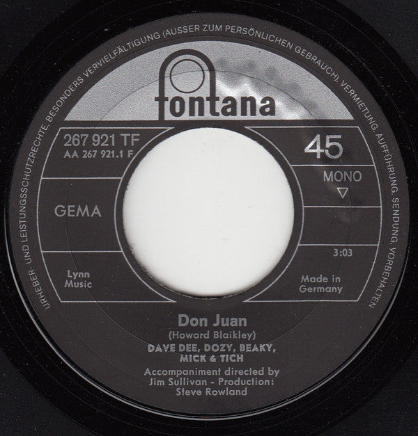Dave Dee, Dozy, Beaky, Mick & Tich : Don Juan (7", Single, Mono)