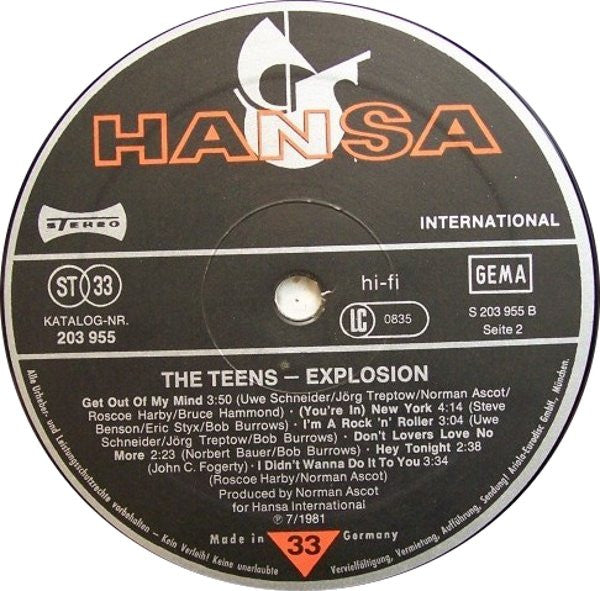 The Teens : Explosion (LP, Album)
