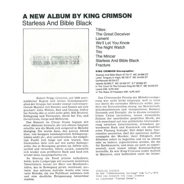 King Crimson : The Night Watch / The Great Deceiver (7", Single)