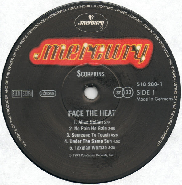 Scorpions : Face The Heat (LP, Album, Bla)