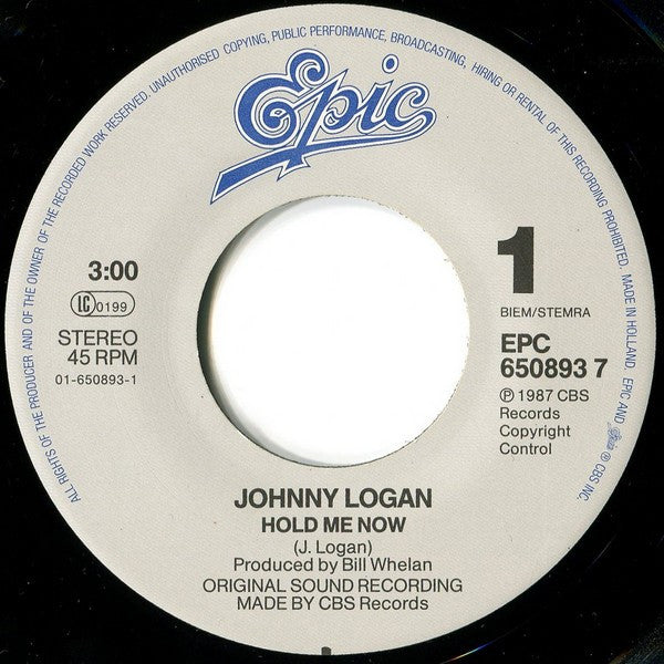 Johnny Logan : Hold Me Now (7", Single)