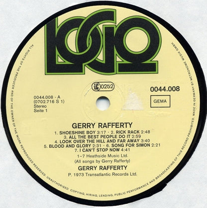 Gerry Rafferty : Gerry Rafferty (LP, Comp, RE)