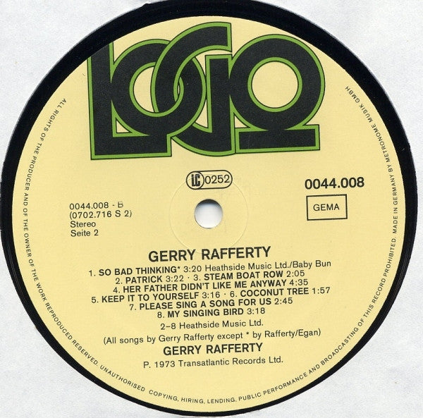 Gerry Rafferty : Gerry Rafferty (LP, Comp, RE)
