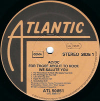 AC/DC : For Those About To Rock We Salute You (LP, Album, Gat)