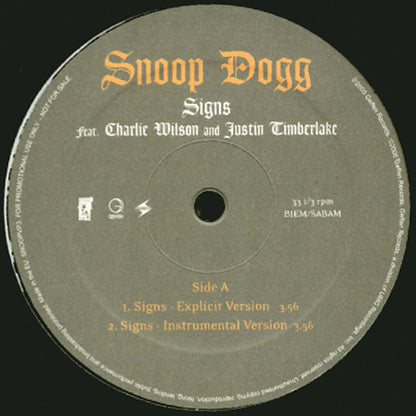 Snoop Dogg : Signs (12", Promo)