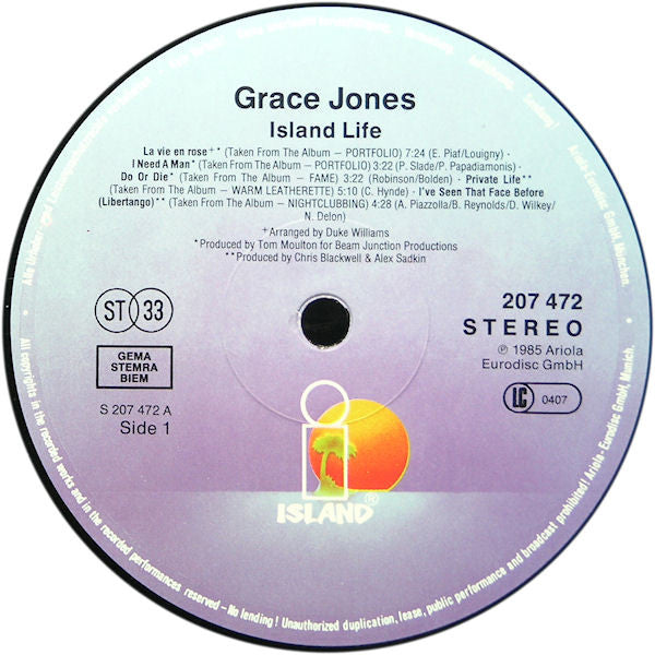 Grace Jones : Island Life (LP, Comp, RE, 25 )