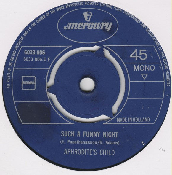 Aphrodite's Child : Such A Funny Night / Don't Try To Catch A River (7", Single, Mono)